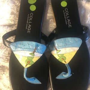 Michael Simon Collage Martini Design Womens Flip Flops Sandals Size 9M